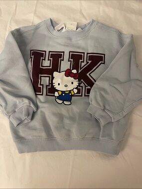 Zara Light Blue Hello Kitty Embroidered Sweatshirt